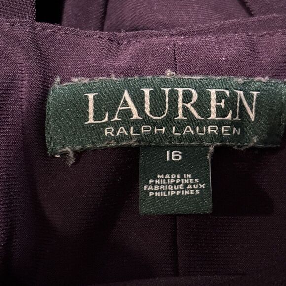 Lauren Ralph Lauren Twist Knot Sheath Dress Size 16 Purple Sleeveless Stretch - Picture 9 of 11